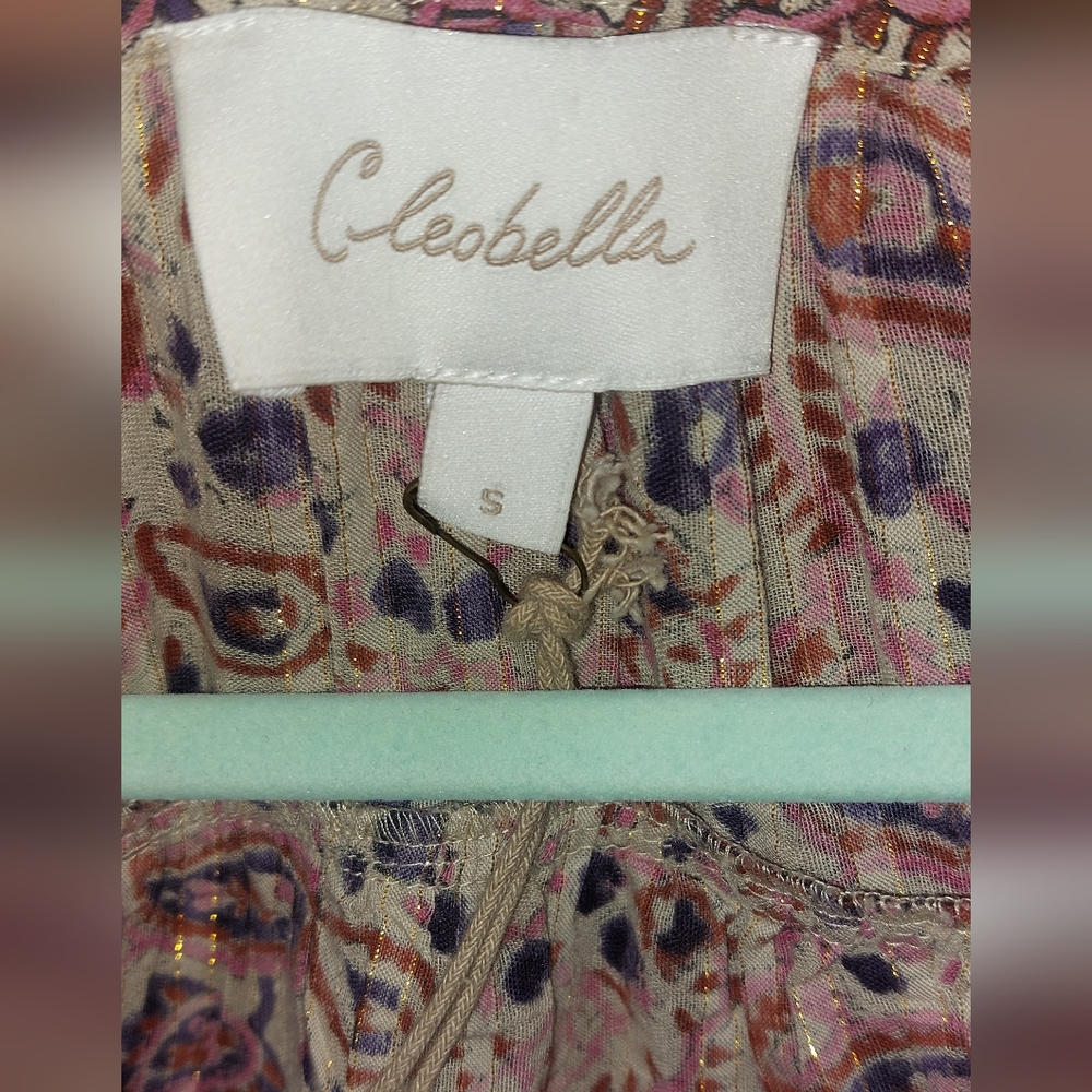 Cleobella Paisley Button-Front Blouse in Mauve and Navy - Picture 13 of 14